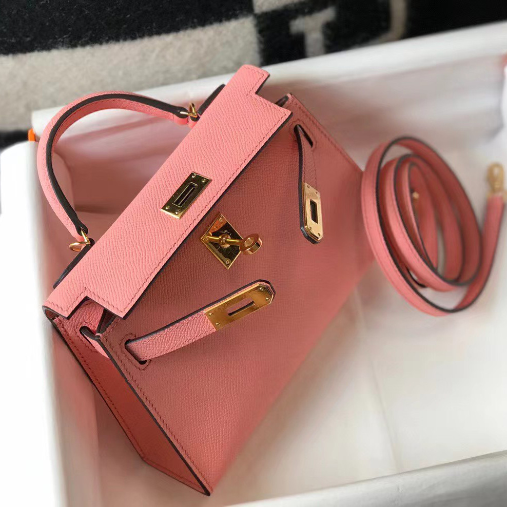 Hermes HM Kelly Mini 20 pink Epsom Gold Hardware （19-13-6.5cm） - DesignerGu