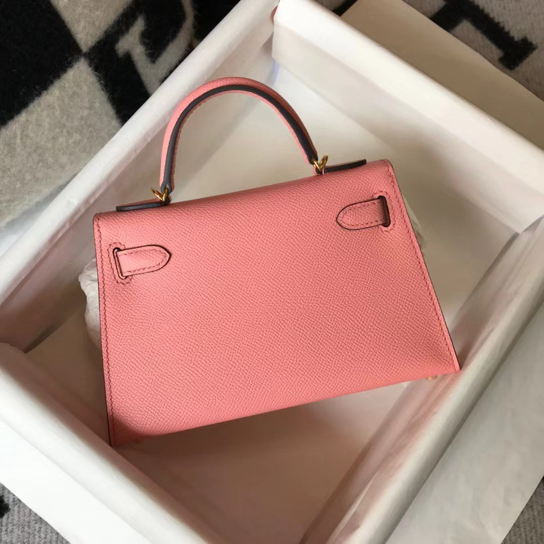 Hermes HM Kelly Mini 20 pink Epsom Gold Hardware （19-13-6.5cm） - DesignerGu