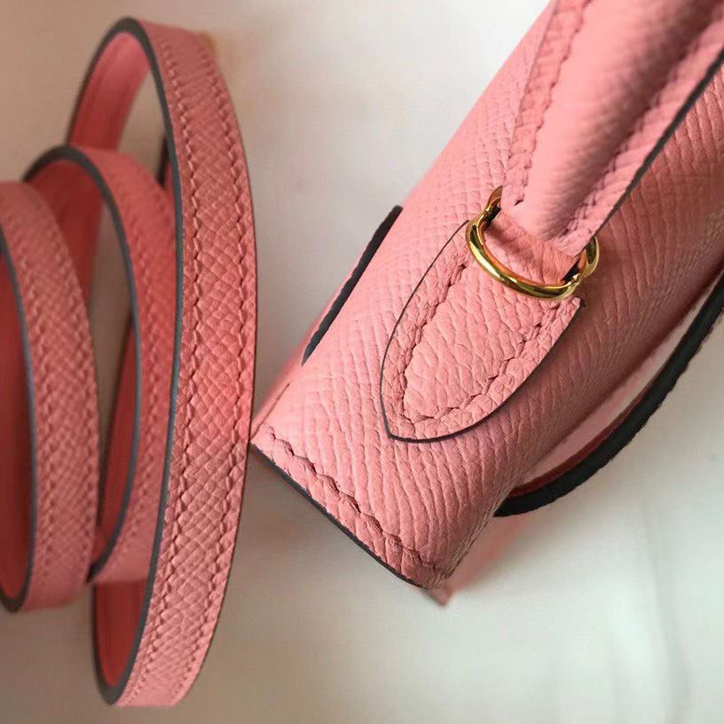 Hermes HM Kelly Mini 20 pink Epsom Gold Hardware （19-13-6.5cm） - DesignerGu