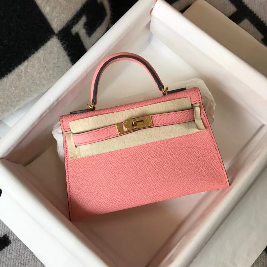 Hermes HM Kelly Mini 20 pink Epsom Gold Hardware （19-13-6.5cm） - DesignerGu