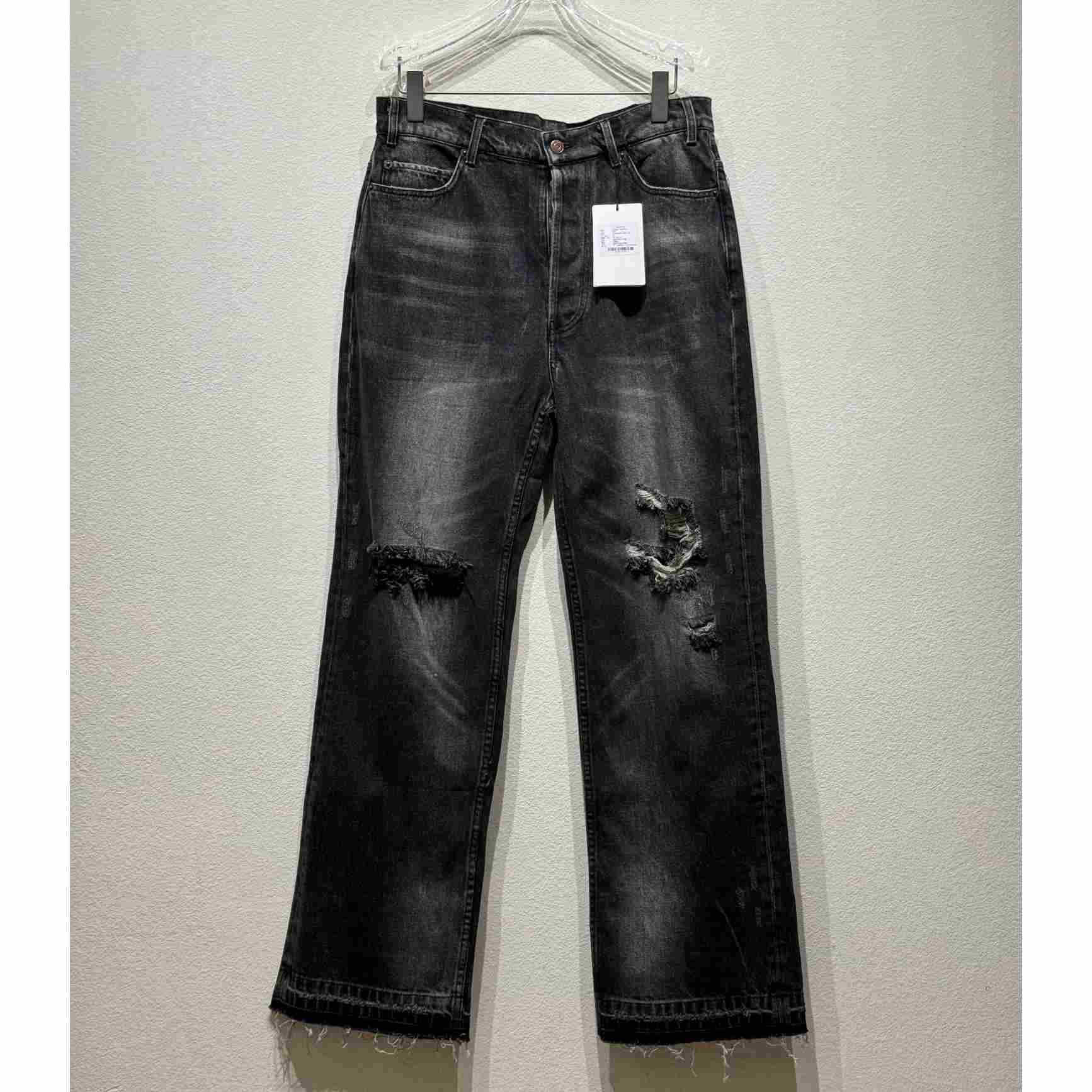 Celine Wesley Jeans In Black Destroyed Denim  - DesignerGu