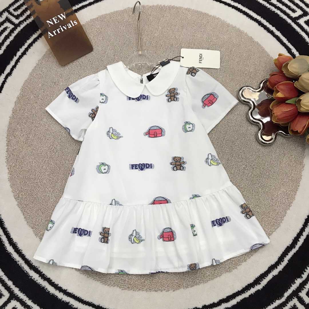 Fendi White And Multicolour Organza Baby Dress - DesignerGu