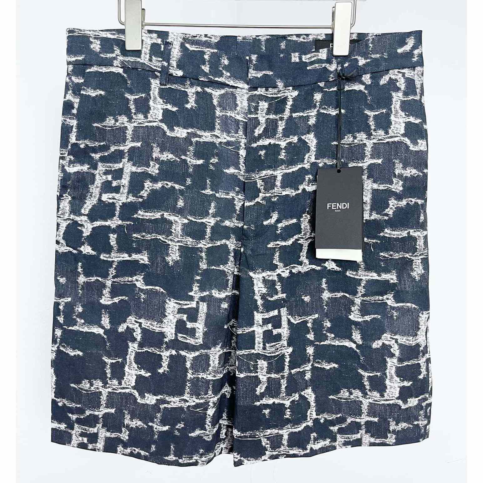 Fendi Blue FF Denim Short Trousers - DesignerGu
