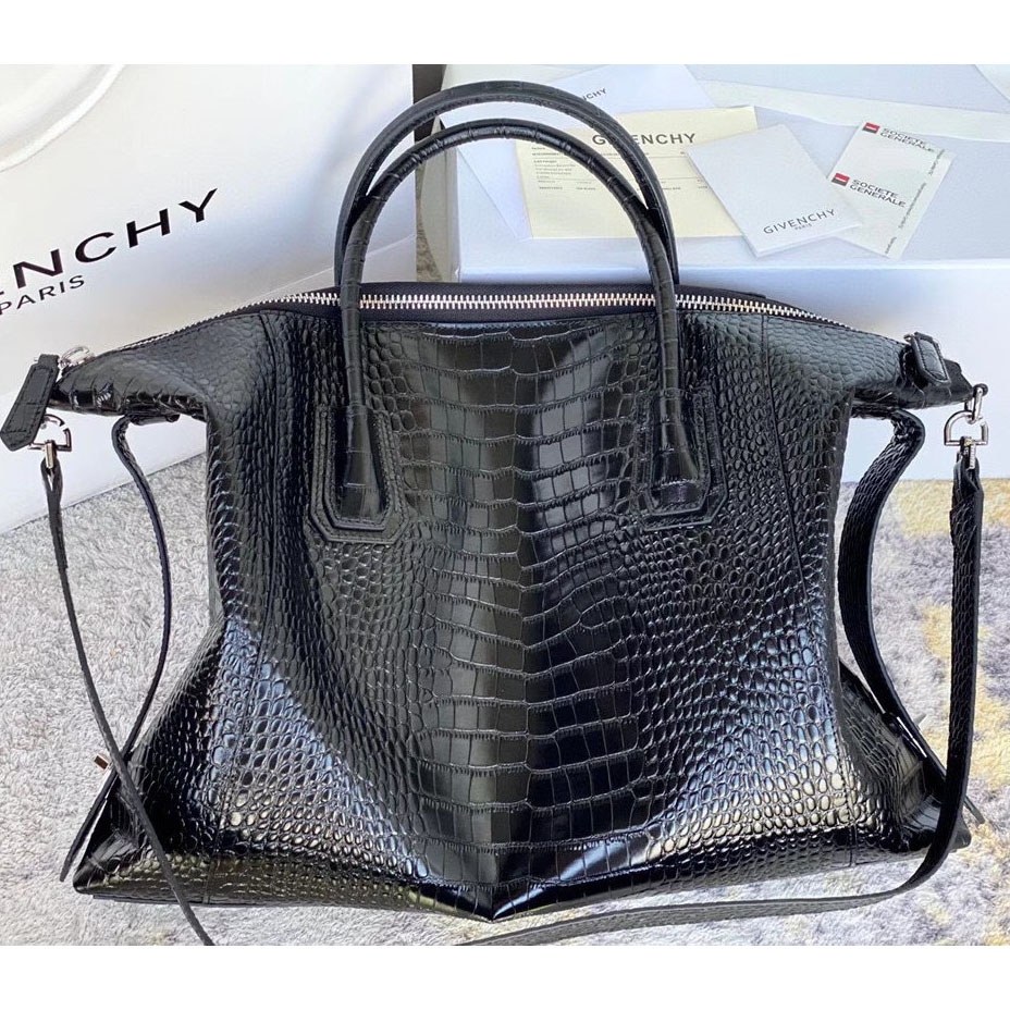 Givenchy Antigona Bag In Crocodile Effect Leather (45x9x35cm) - DesignerGu