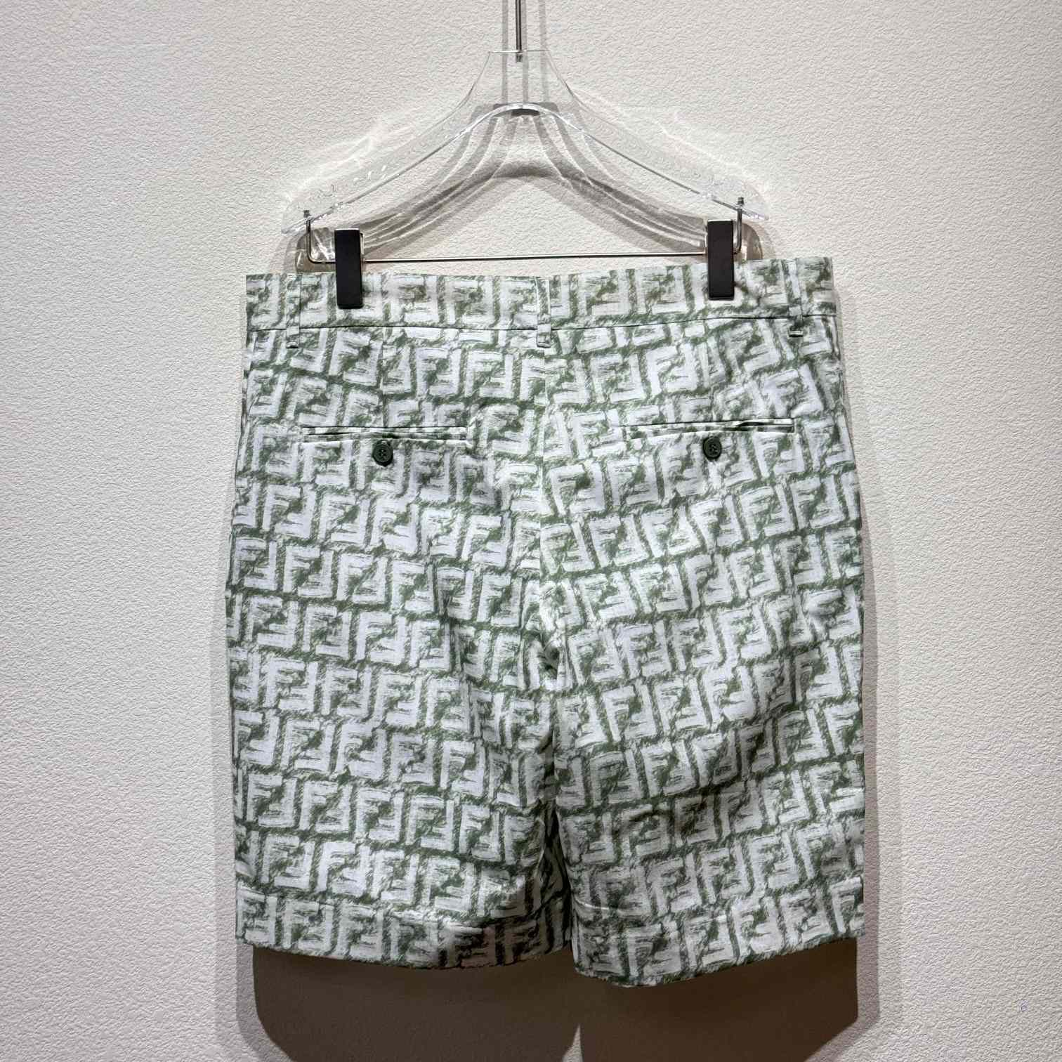 Fendi Short Trousers In Green FF Linen - DesignerGu