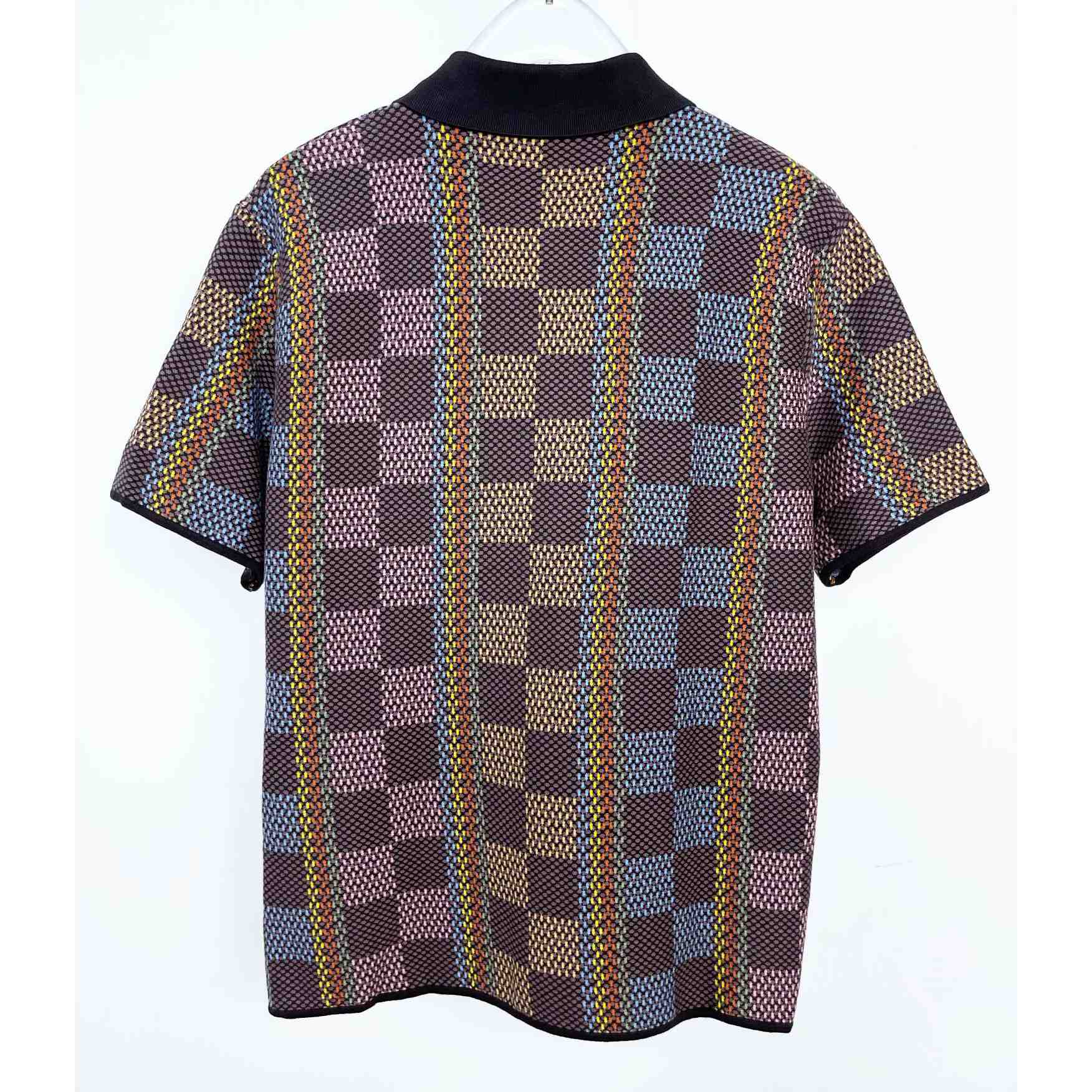 Louis Vuitton Damier Short-Sleeved Cotton Knit Shirt   - DesignerGu