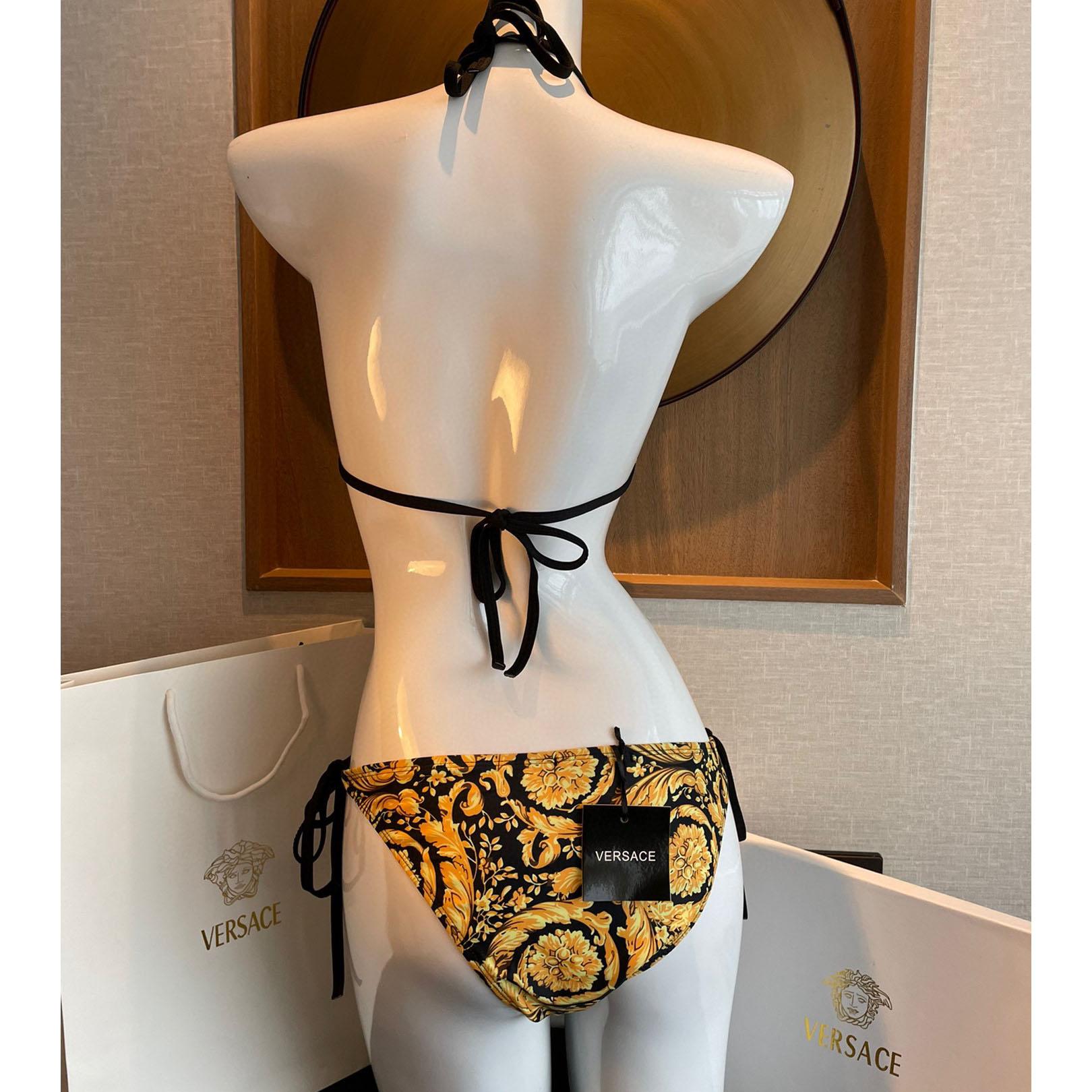 Versace Baroque-print Triangle Bikini  - DesignerGu