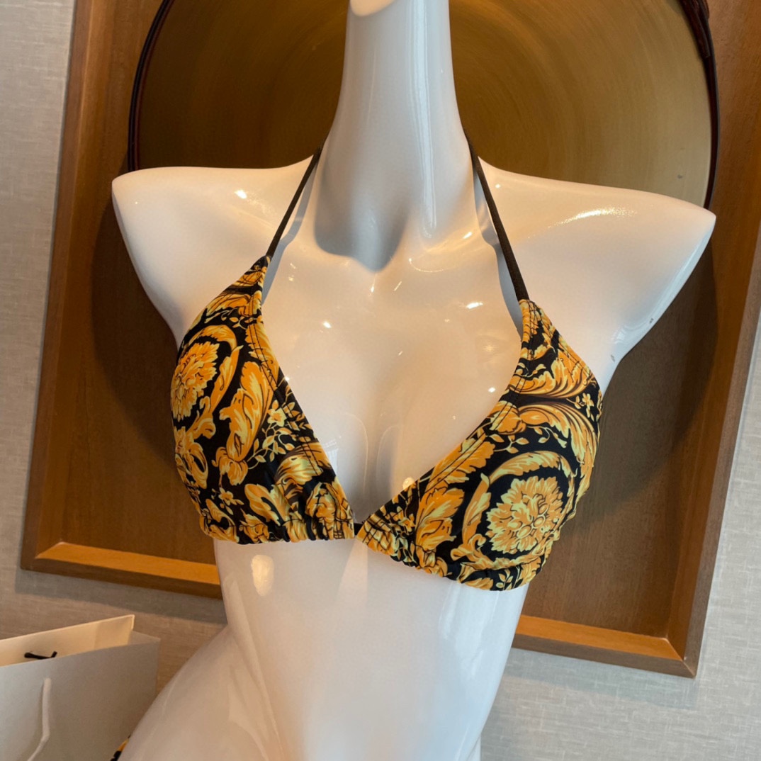 Versace Baroque-print Triangle Bikini  - DesignerGu