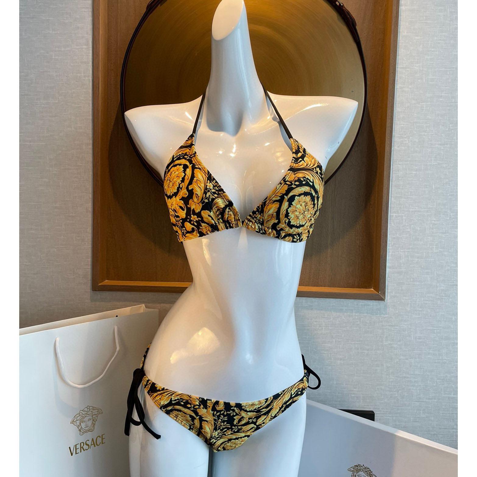 Versace Baroque-print Triangle Bikini  - DesignerGu