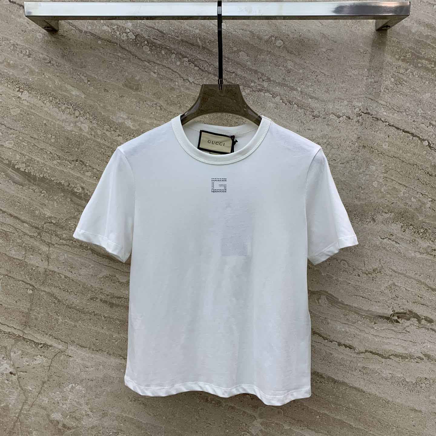 Gucci Cotton Jersey T-shirt With Crystal G - DesignerGu