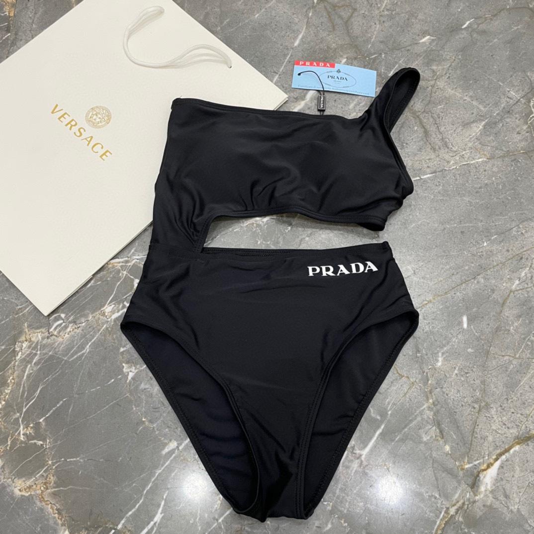 Prada One-shoulder Cut-out Swimsuit - DesignerGu