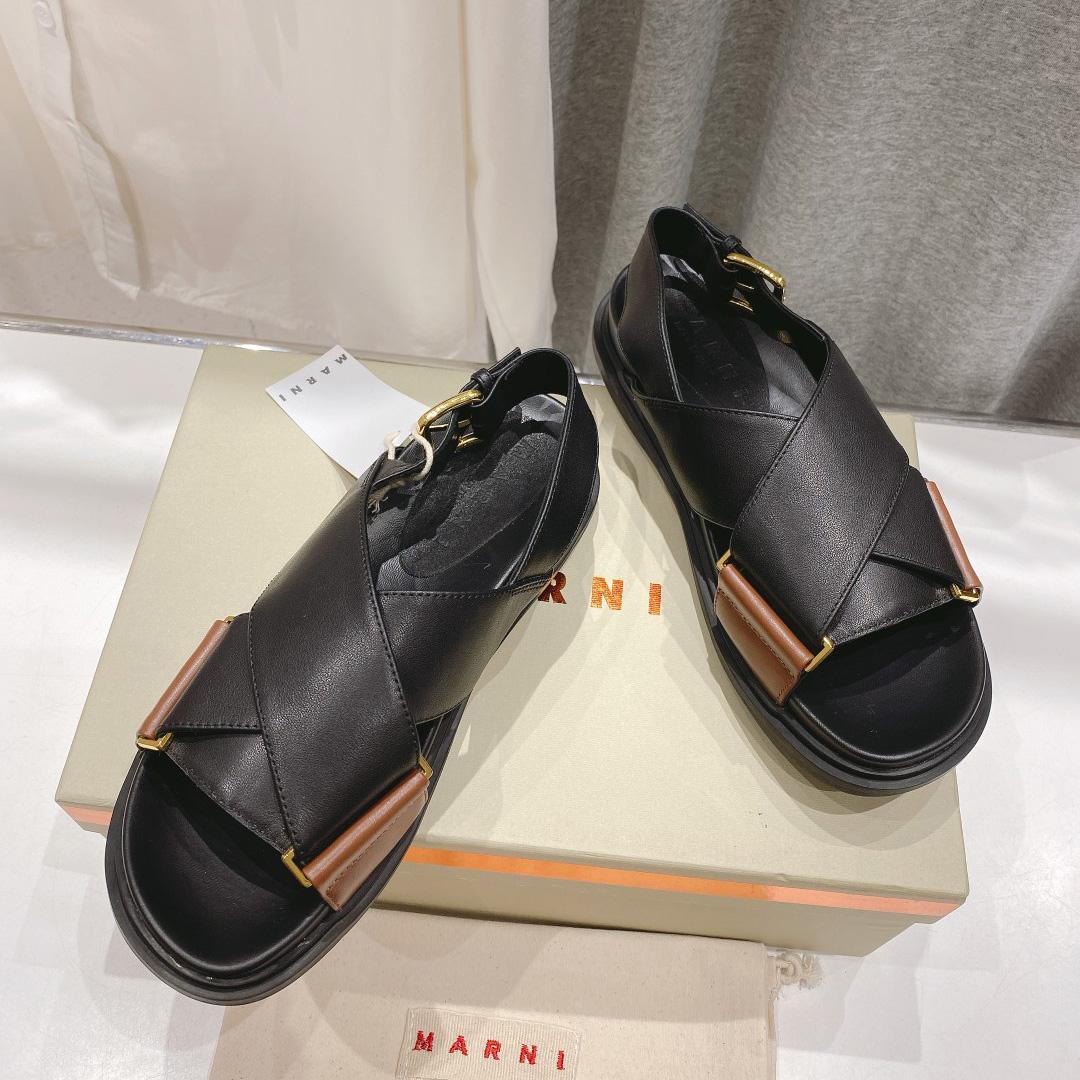 Marni Black And Brown Leather Fussbett - DesignerGu