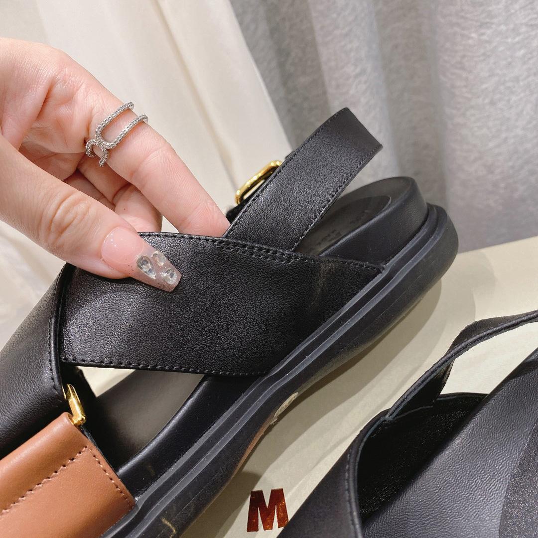 Marni Black And Brown Leather Fussbett - DesignerGu