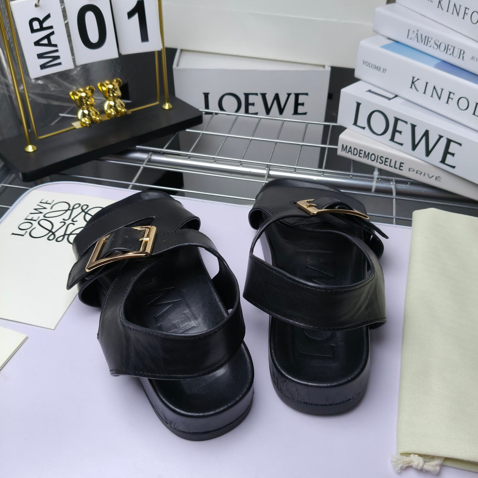 Loewe Ease Buckle Sandal In Vegetal Calfskin - DesignerGu