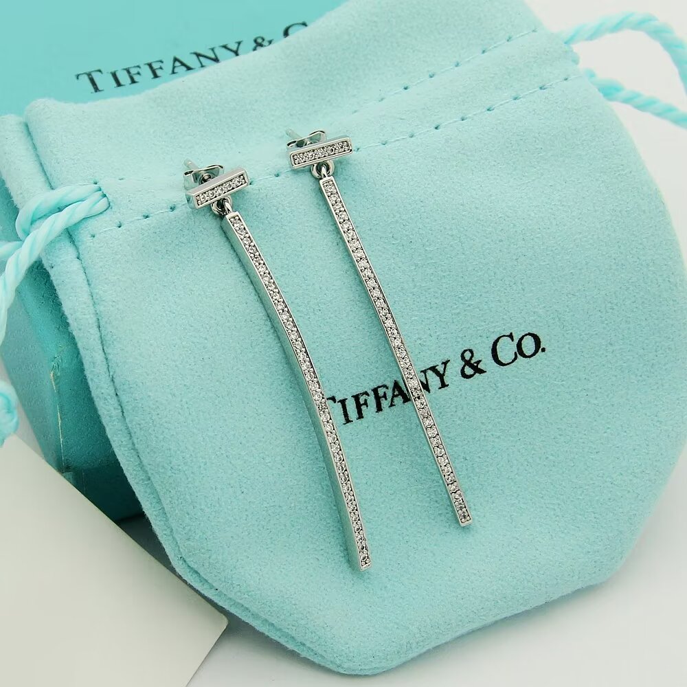 Tiffany & Co. Diamond Bar Earrings - DesignerGu