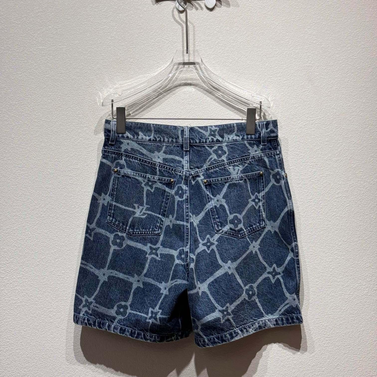 Louis Vuitton Monogram Printed Denim Shorts - DesignerGu