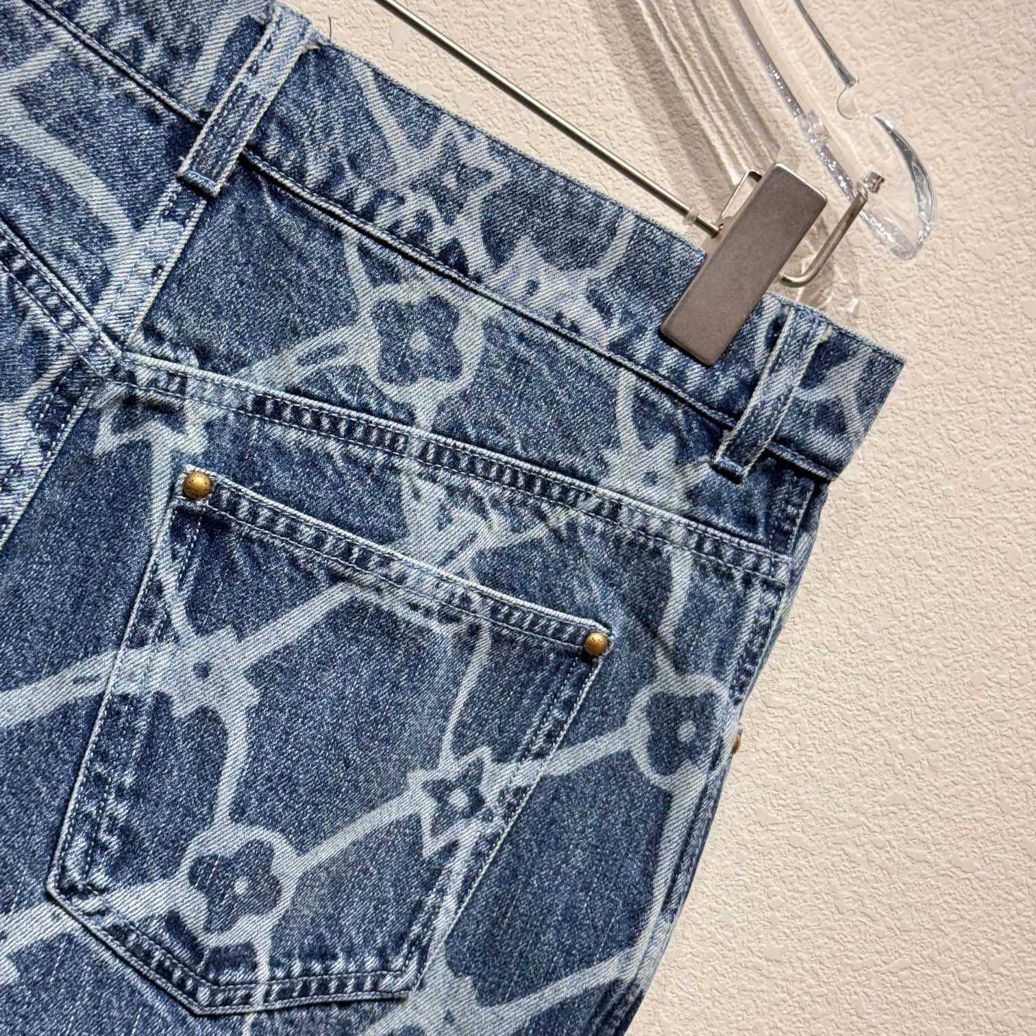 Louis Vuitton Monogram Printed Denim Shorts - DesignerGu