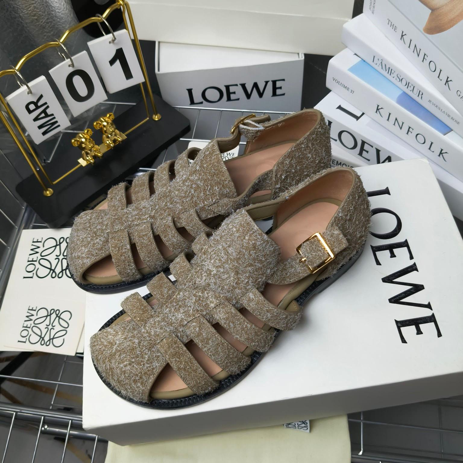 Loewe Campo Sandal In Brushed Suede - DesignerGu