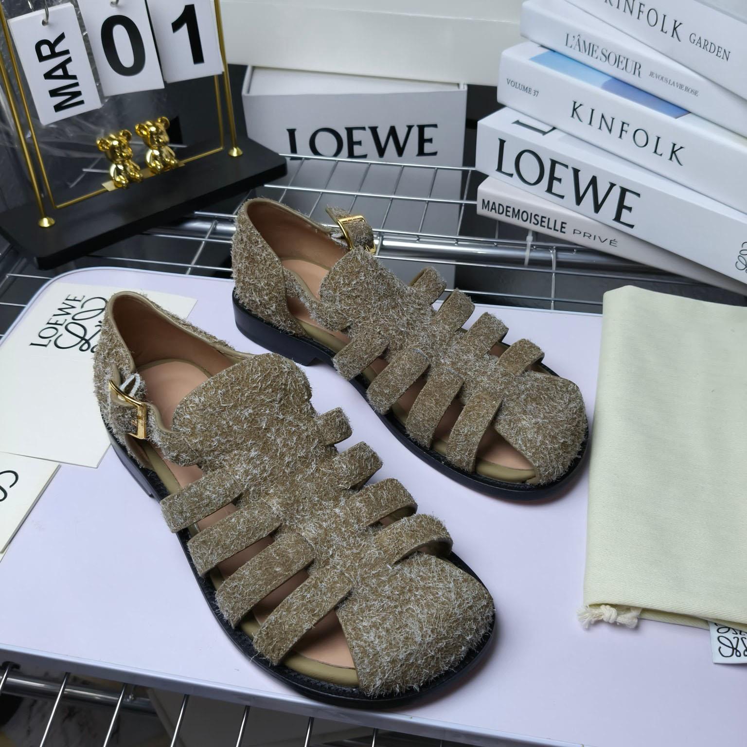 Loewe Campo Sandal In Brushed Suede - DesignerGu