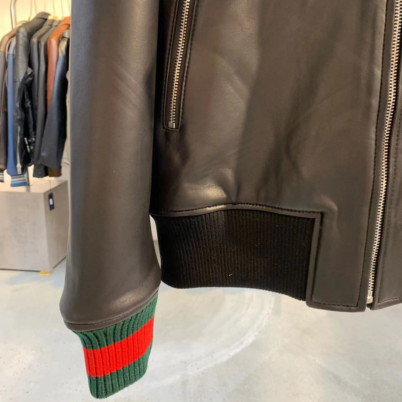 Gucci Leather Jacket With Web - DesignerGu