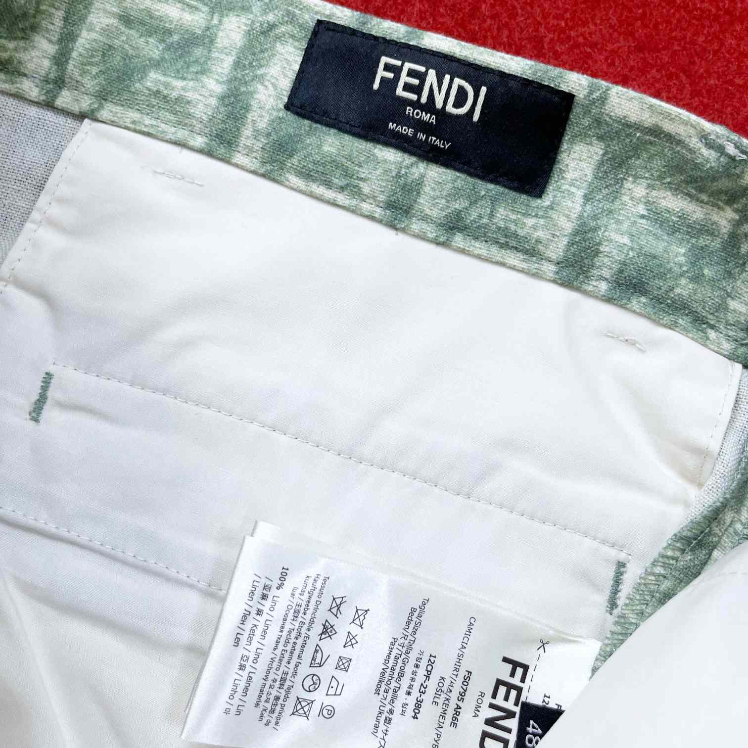 Fendi Short Trousers In Green FF Linen - DesignerGu