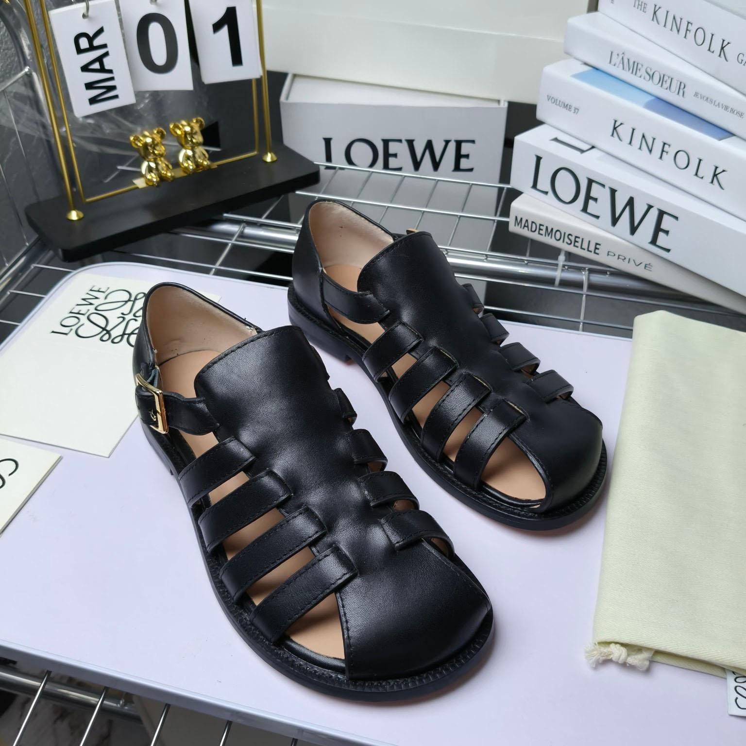 Loewe Campo Sandal In Waxed Calfskin - DesignerGu