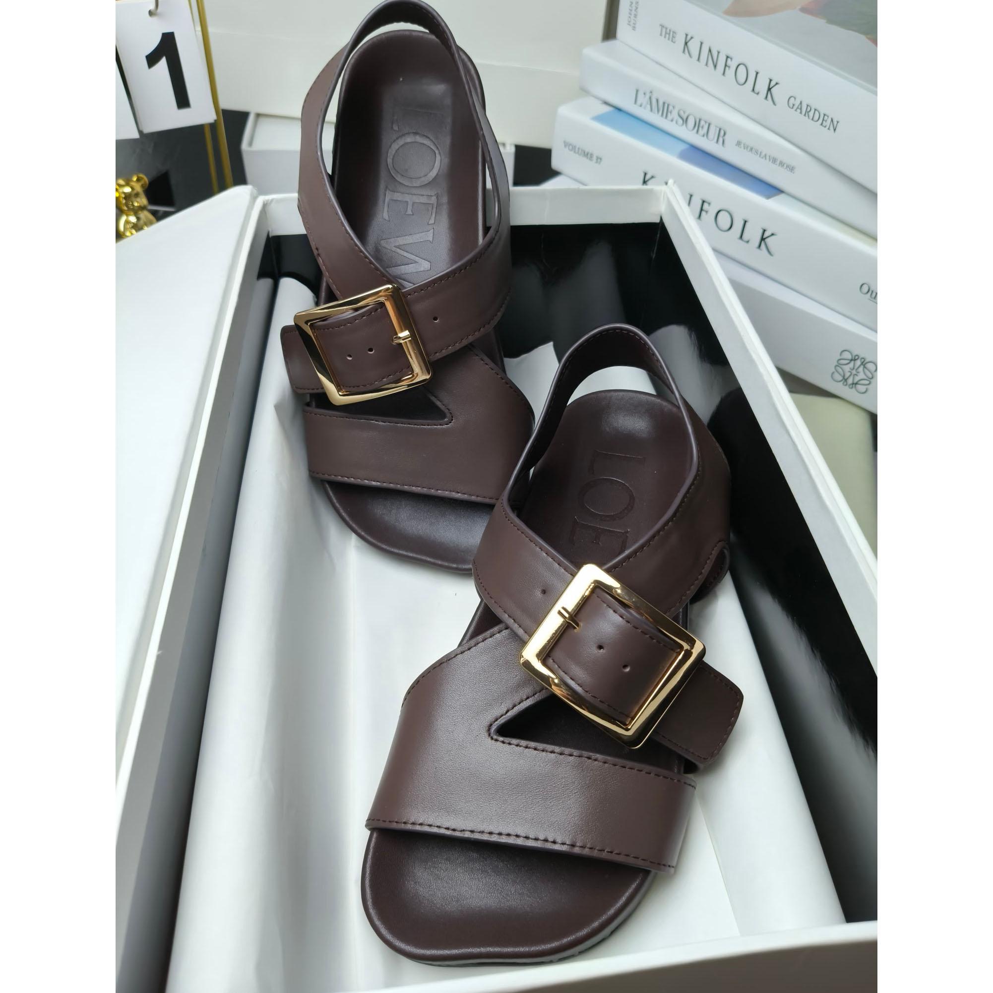 Loewe Ease Buckle Sandal In Vegetal Calfskin - DesignerGu