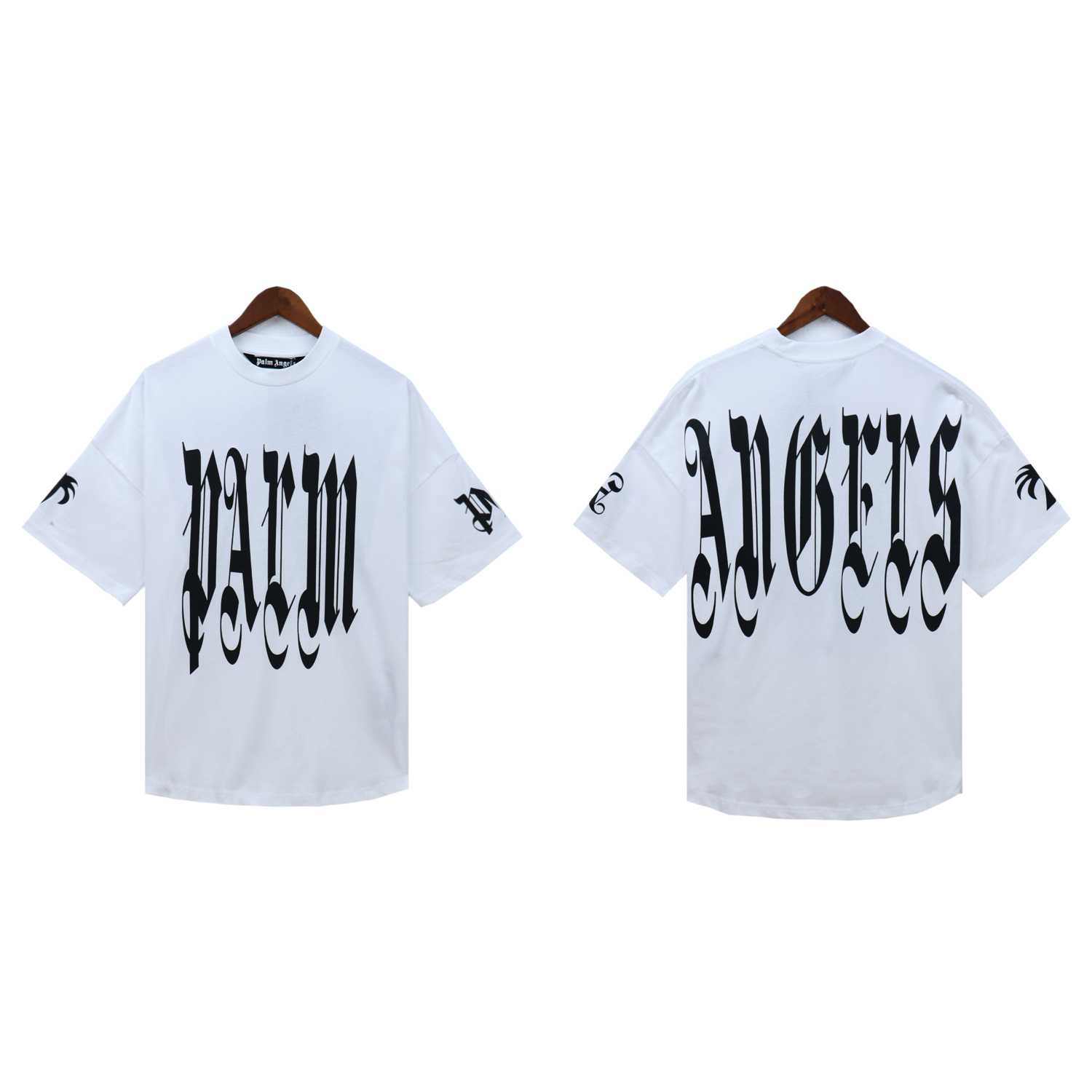 Palm Angels Gothic Logo Over T-Shirt White - DesignerGu