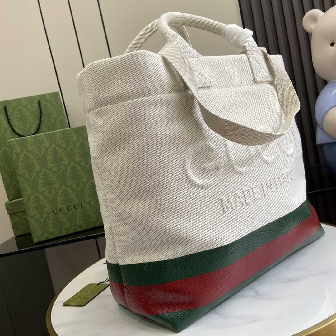 Gucci Canvas Tote Bag With Embossed Detail  - DesignerGu