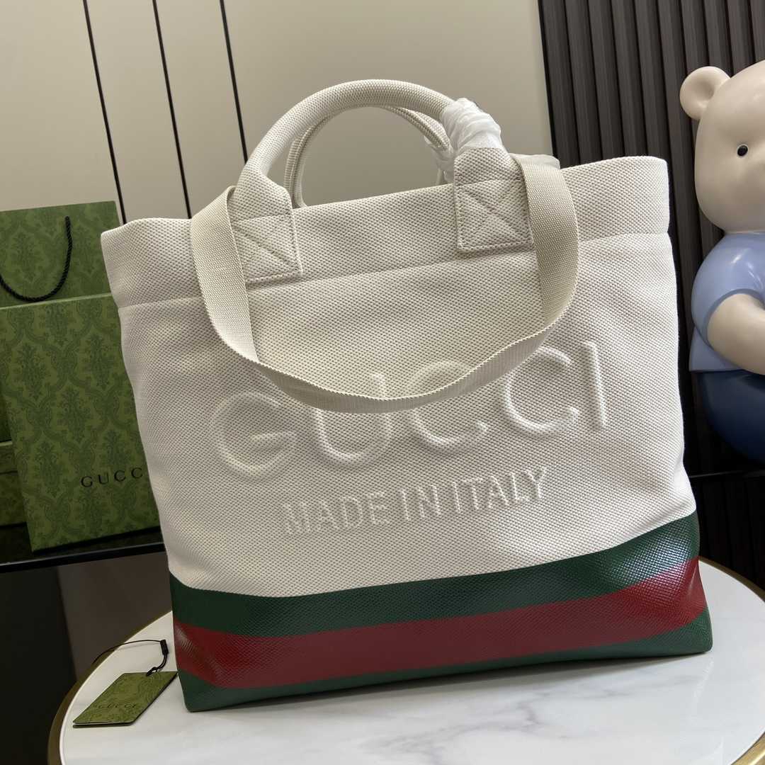 Gucci Canvas Tote Bag With Embossed Detail  - DesignerGu