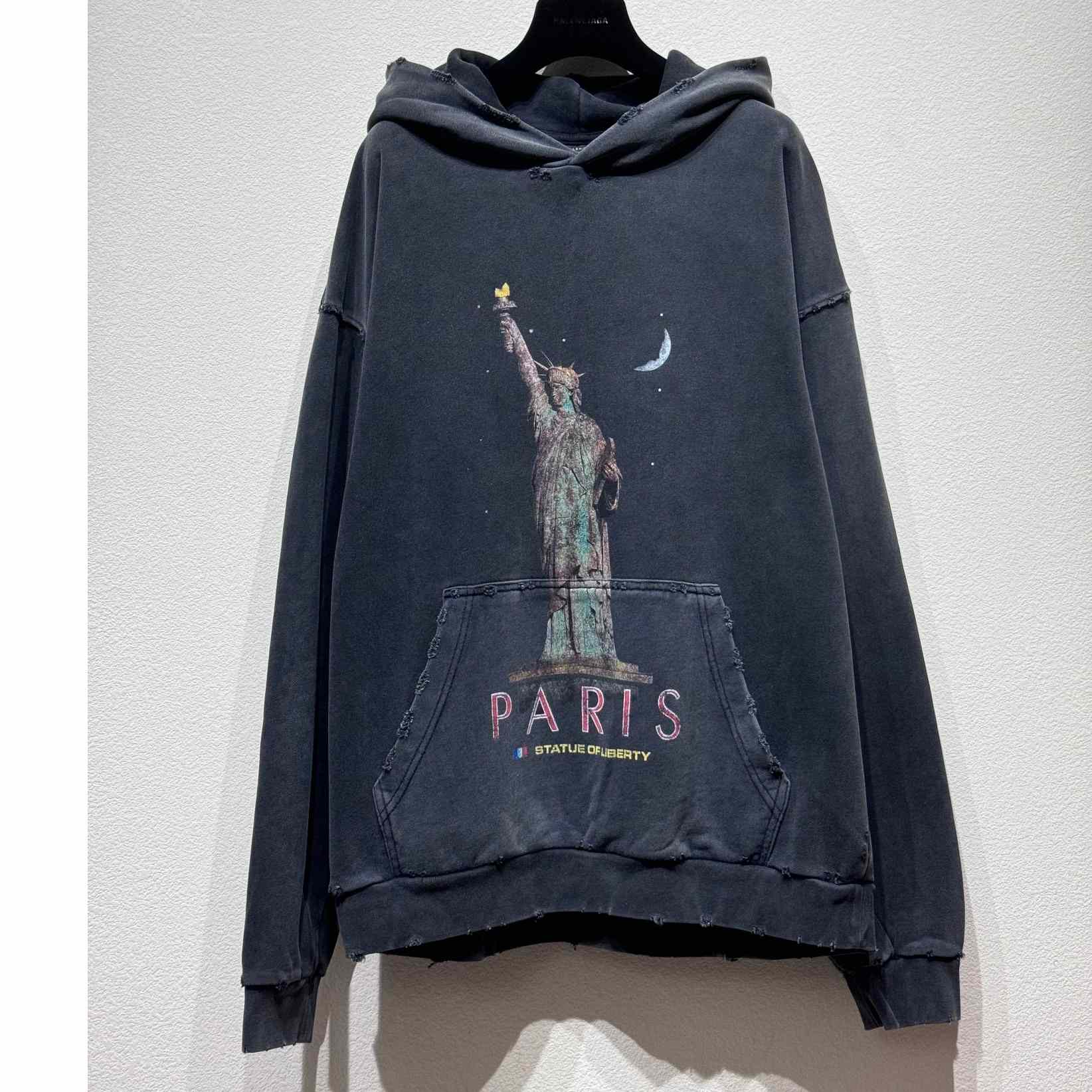 Balenciaga Paris Liberty Hoodie Oversized In Black - DesignerGu