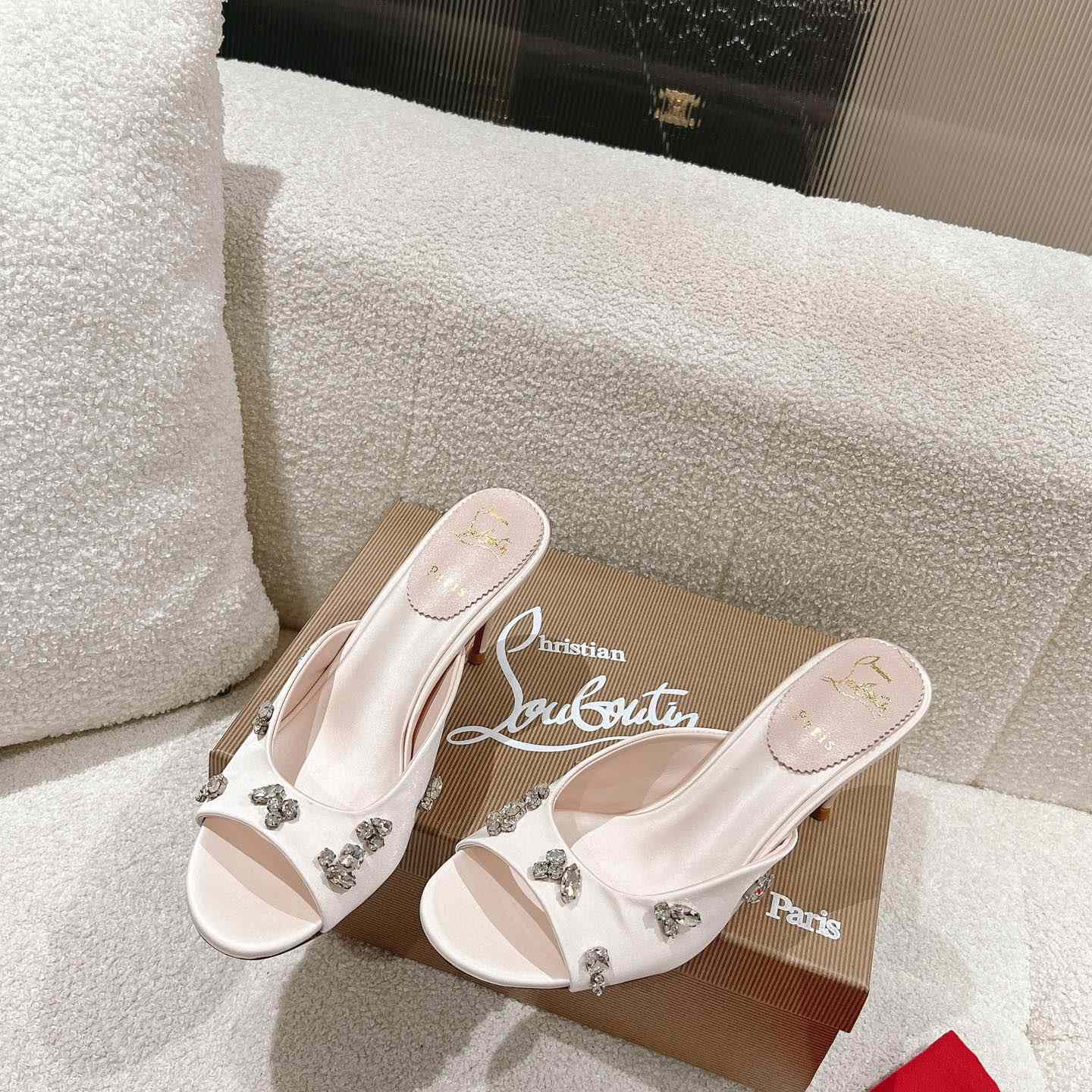 Christian Louboutin Degraqueen 85mm Satin Mules - DesignerGu