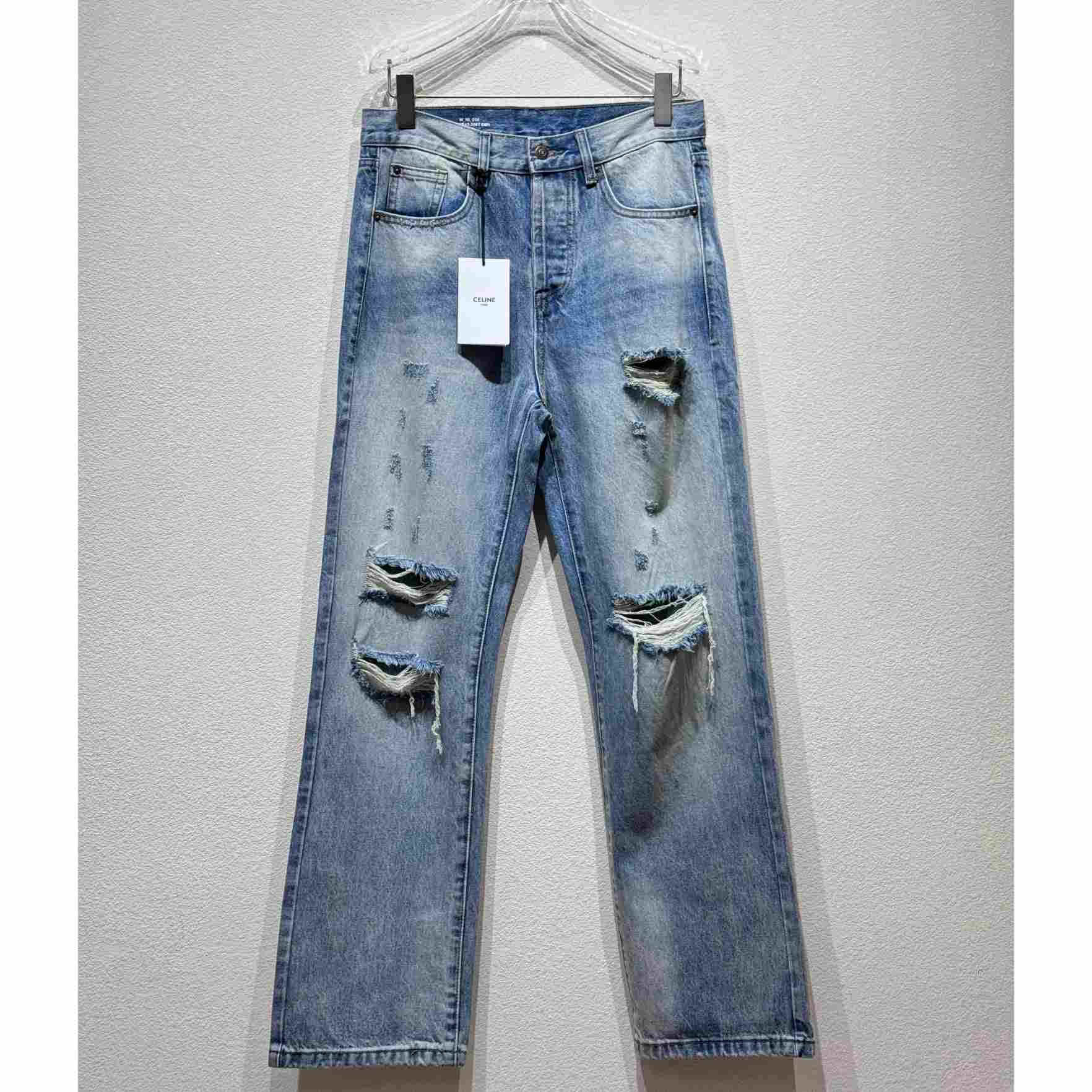 Celine Jeans In Blue Destroyed Denim  - DesignerGu