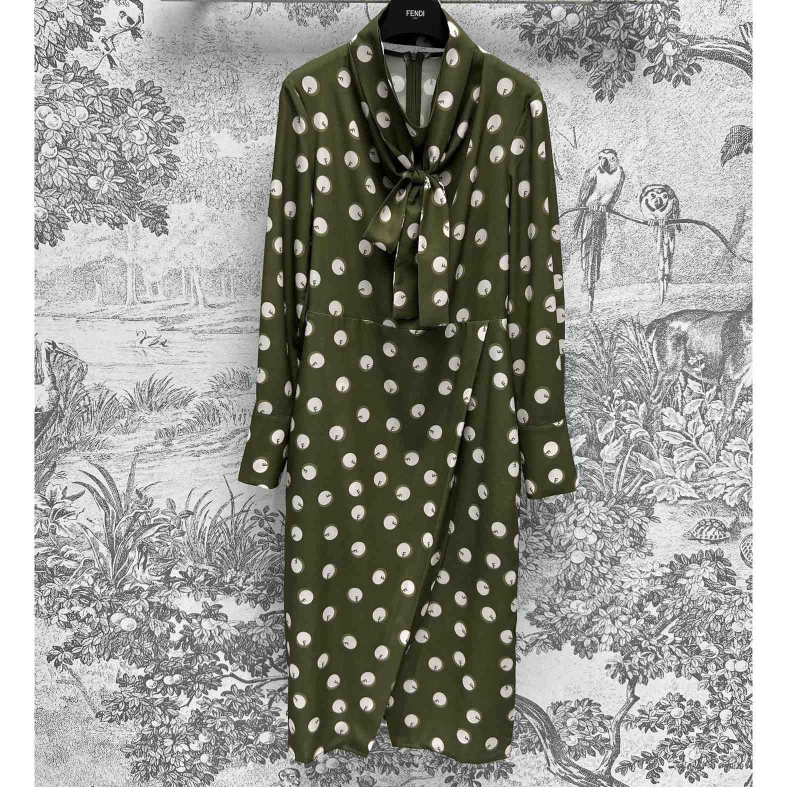 Fendi Green Printed Silk Dress - DesignerGu
