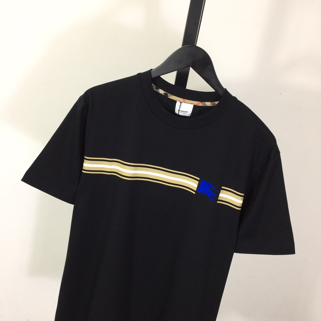 Burberry Striped-detail Cotton T-shirt - DesignerGu