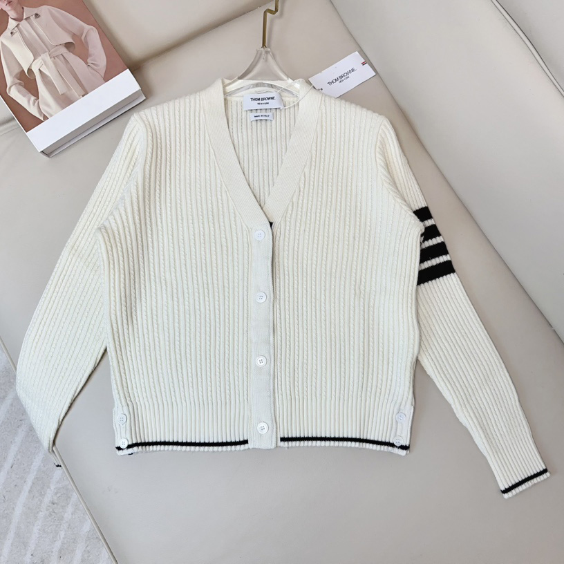 Thom Browne Four Stripe Cardigan - DesignerGu