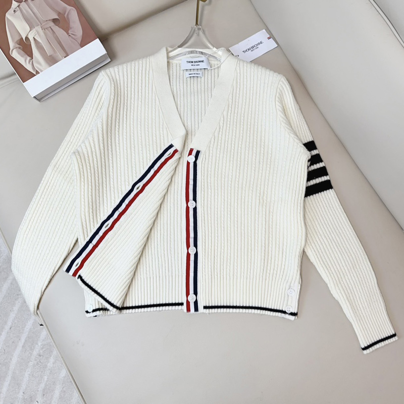 Thom Browne Four Stripe Cardigan - DesignerGu