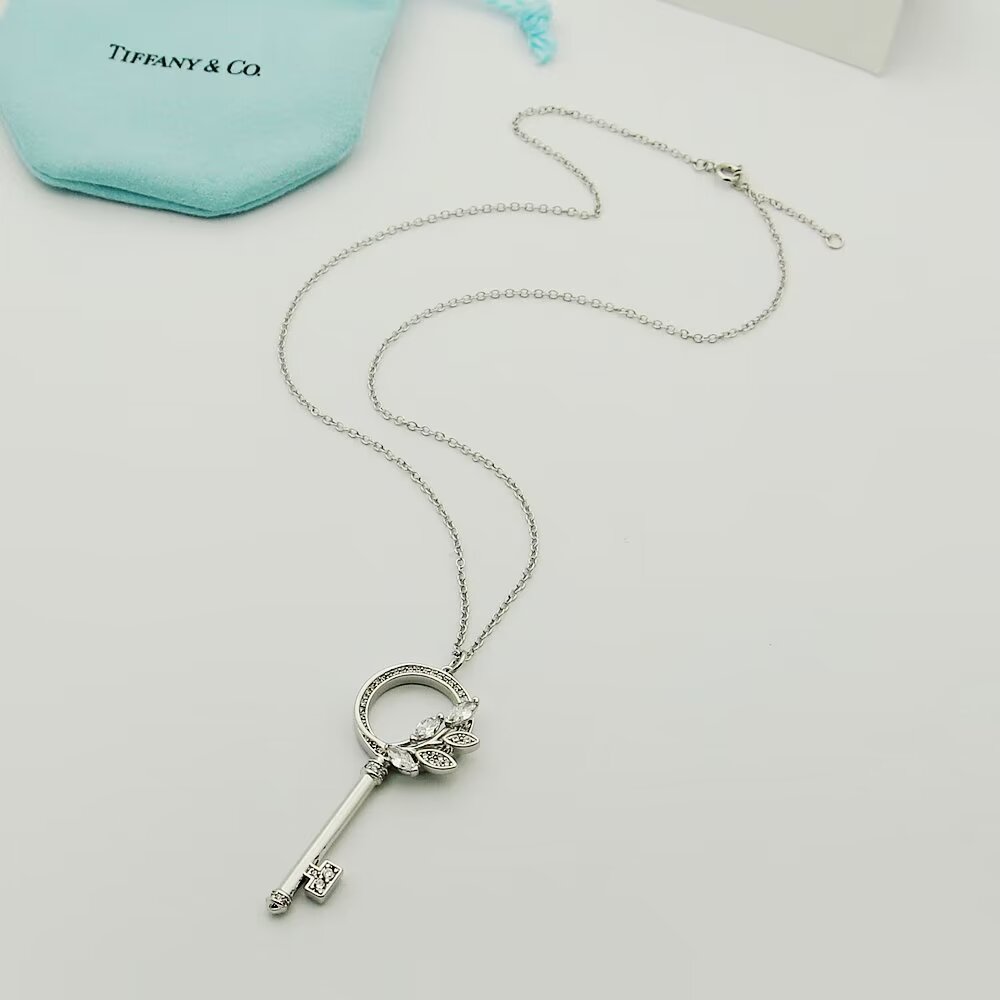 Tiffany & Co.  Diamond Vine Circle Key In Platinum - DesignerGu