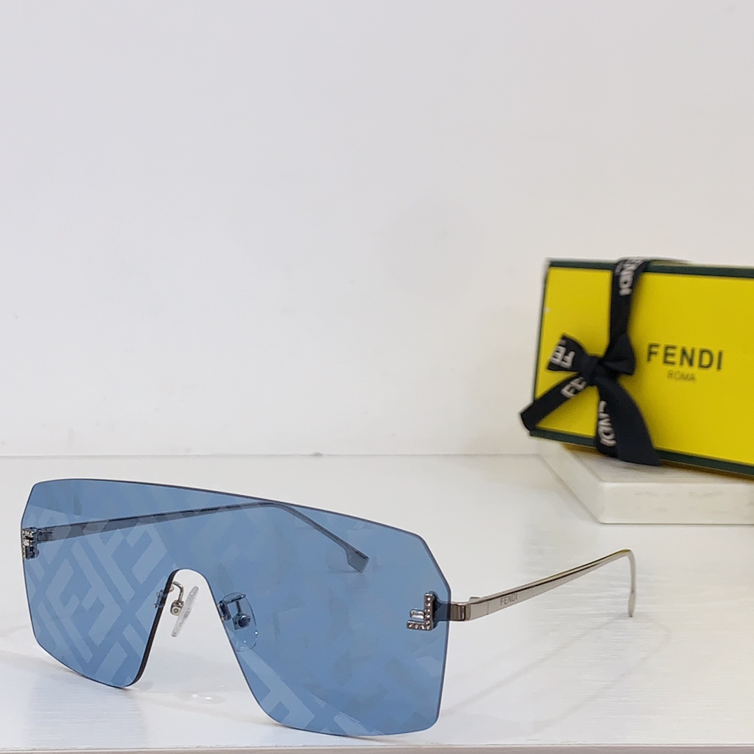 Fendi First Crystal Light Blue Shield Sunglasses    FE4121US - DesignerGu