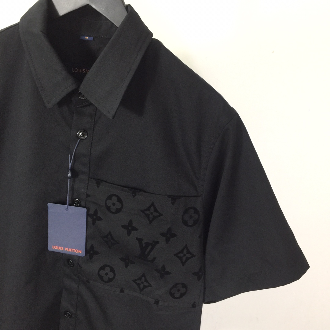 Louis Vuitton Flocked Short-Sleeved Cotton Shirt  1AFR09 - DesignerGu