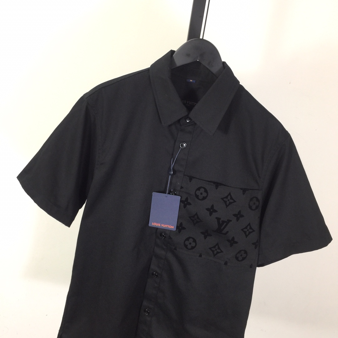 Louis Vuitton Flocked Short-Sleeved Cotton Shirt  1AFR09 - DesignerGu