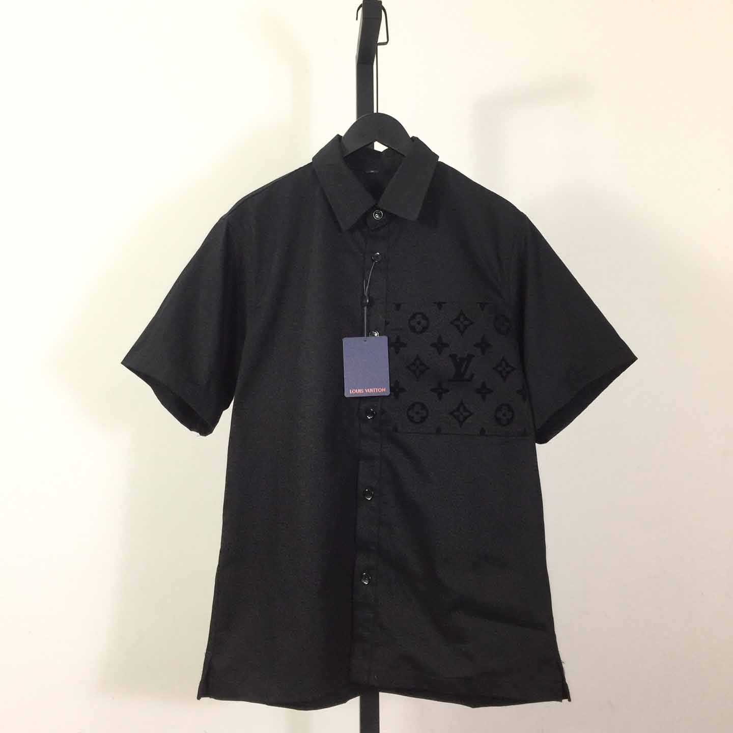 Louis Vuitton Flocked Short-Sleeved Cotton Shirt  1AFR09 - DesignerGu