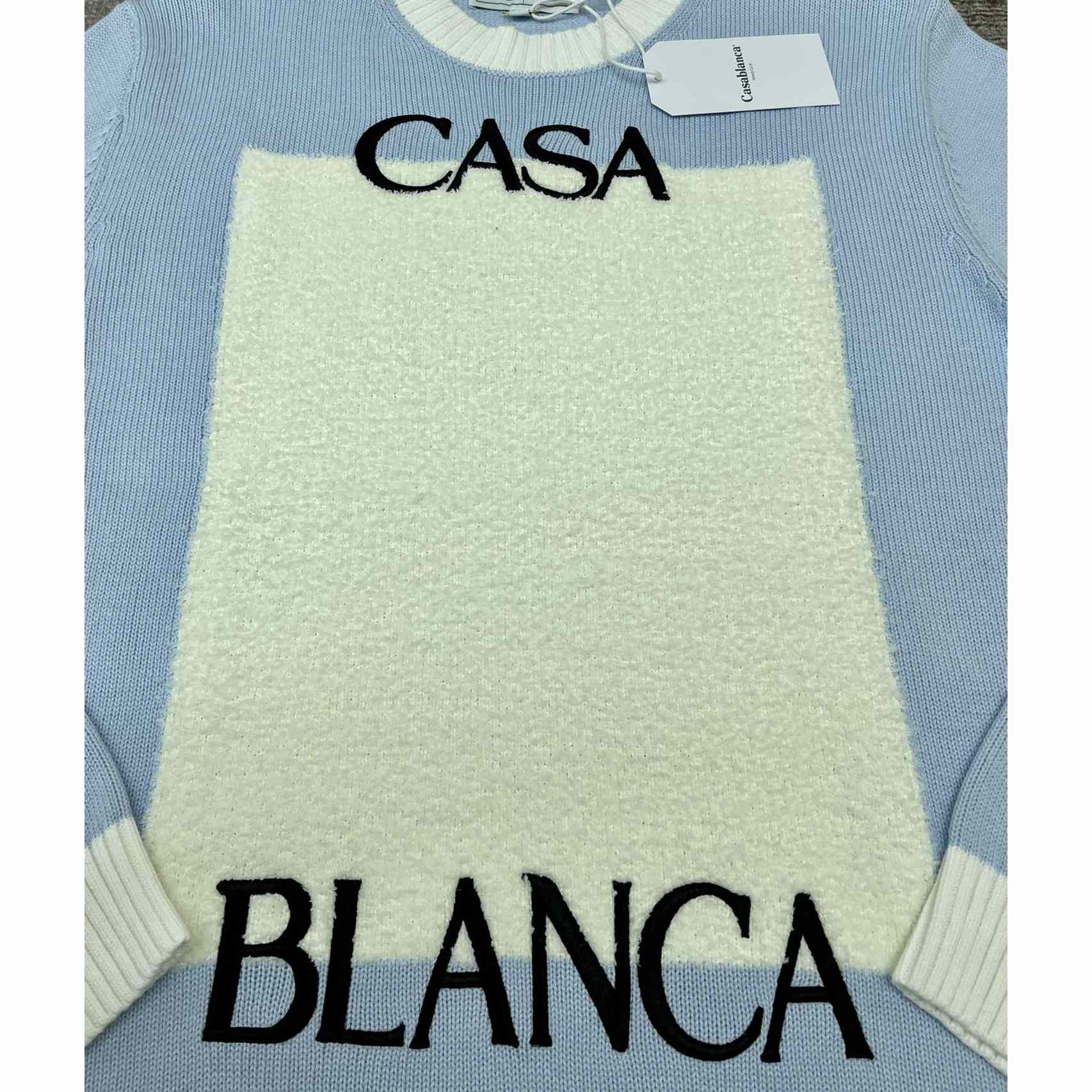 Casablanca Knit Logo Sweater 'Light Blue'    D0018 - DesignerGu