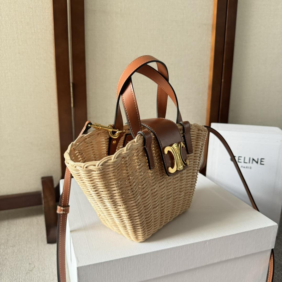 Celine Teen Couffin In Wicker And Natural Calfskin - DesignerGu