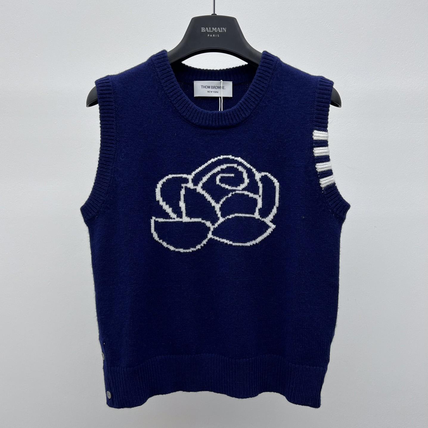 Thom Browne Merino Wool 4-Bar Rose Icon Shell Top - DesignerGu