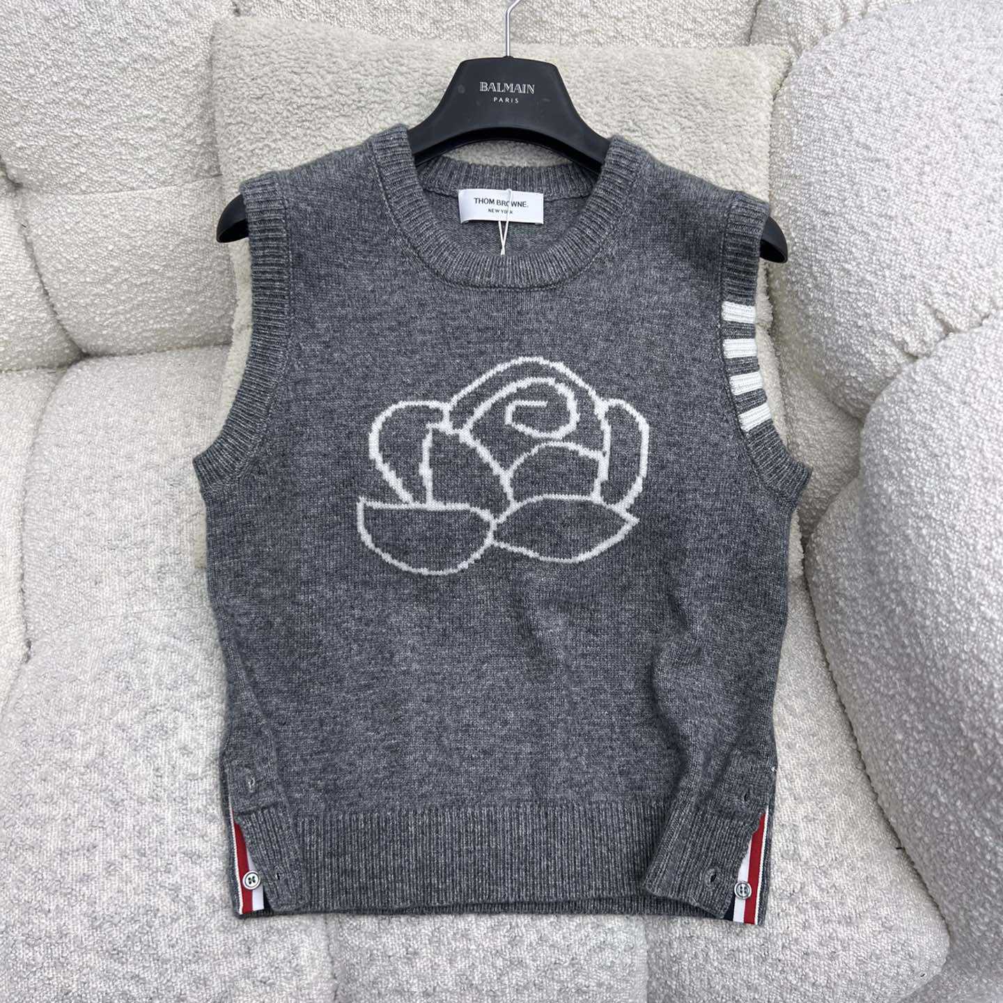 Thom Browne Merino Wool 4-Bar Rose Icon Shell Top - DesignerGu