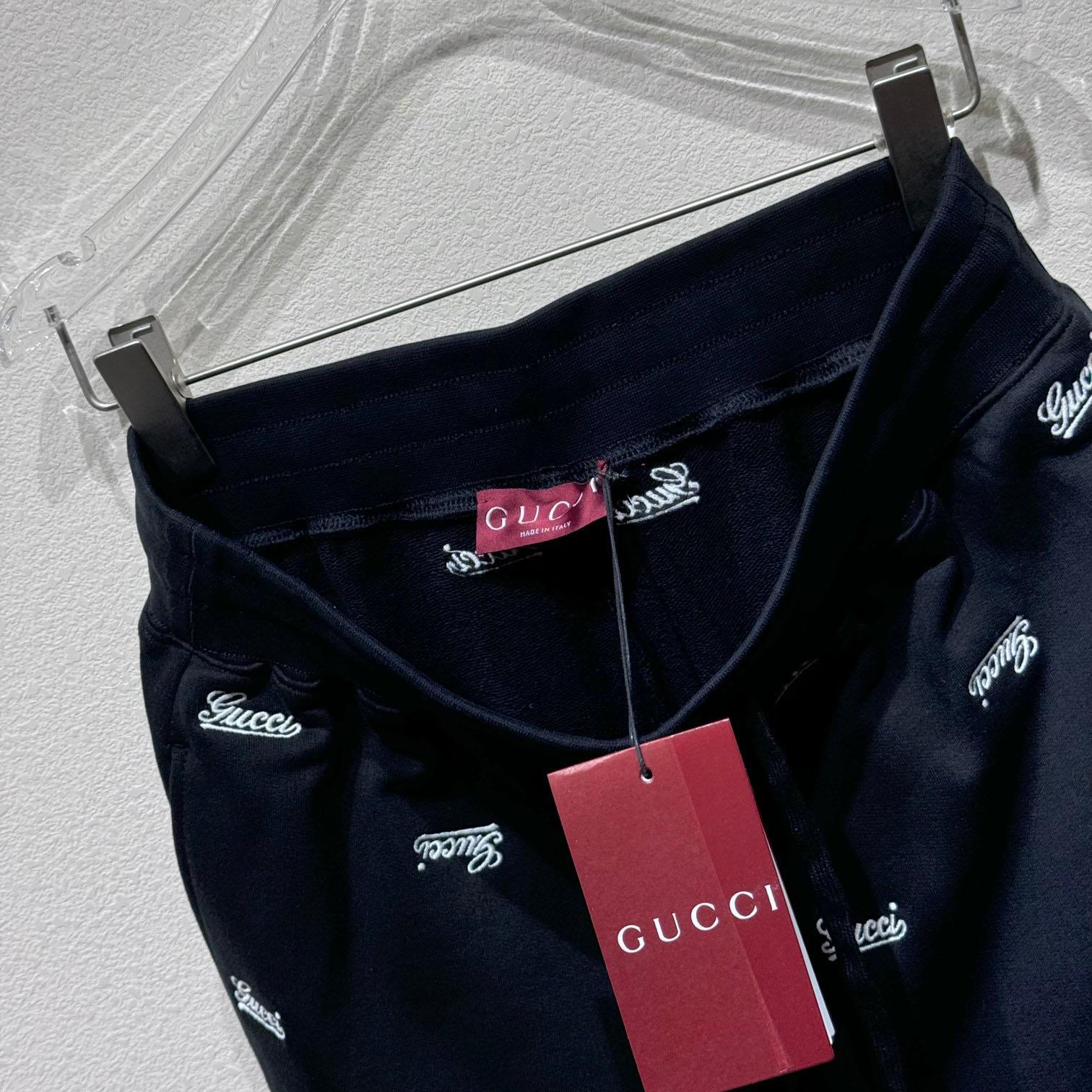 Gucci Cotton Jersey Shorts With Embroidery - DesignerGu