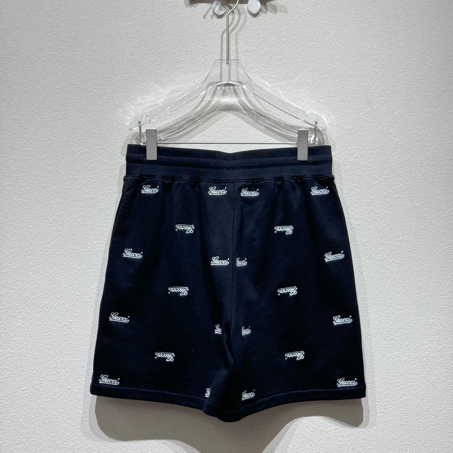 Gucci Cotton Jersey Shorts With Embroidery - DesignerGu