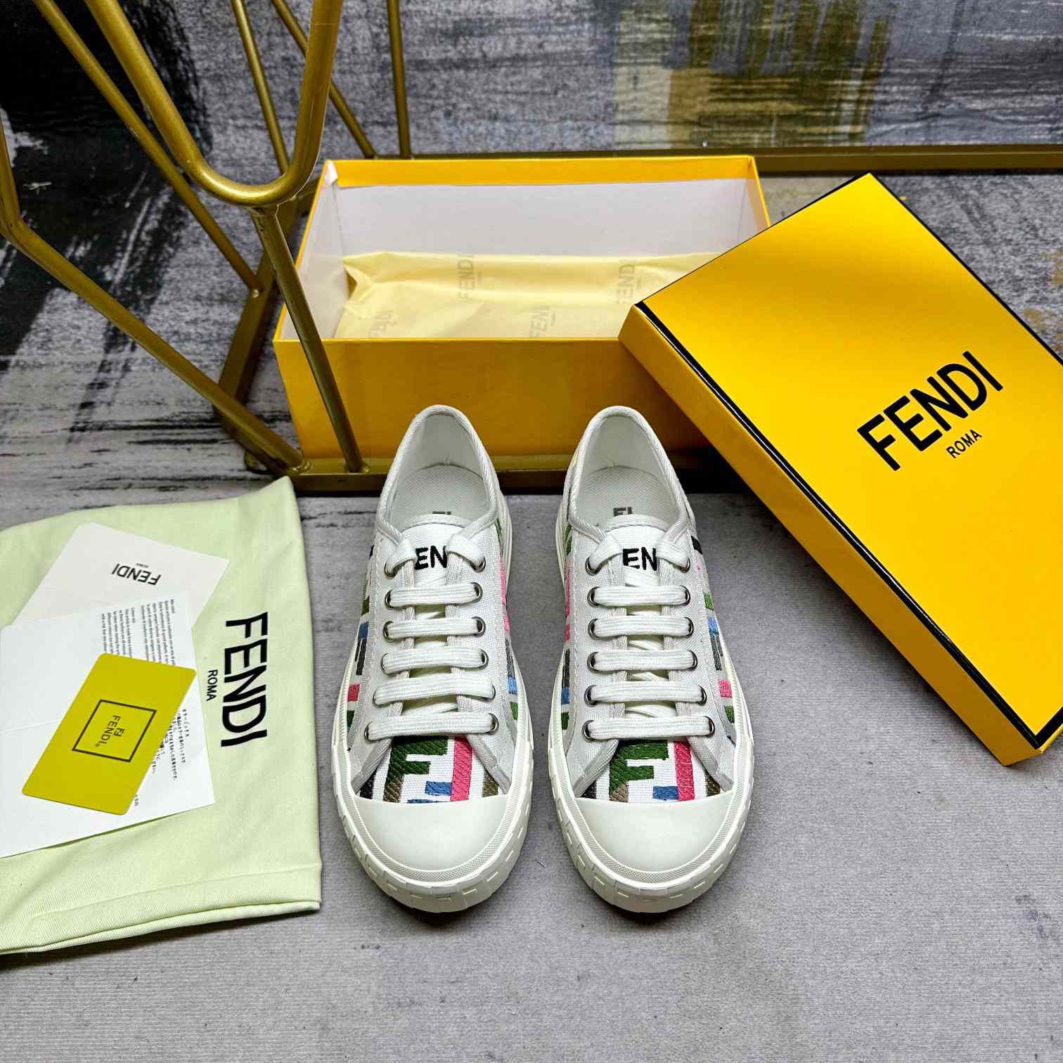 Fendi Domino Canvas Sneakers - DesignerGu