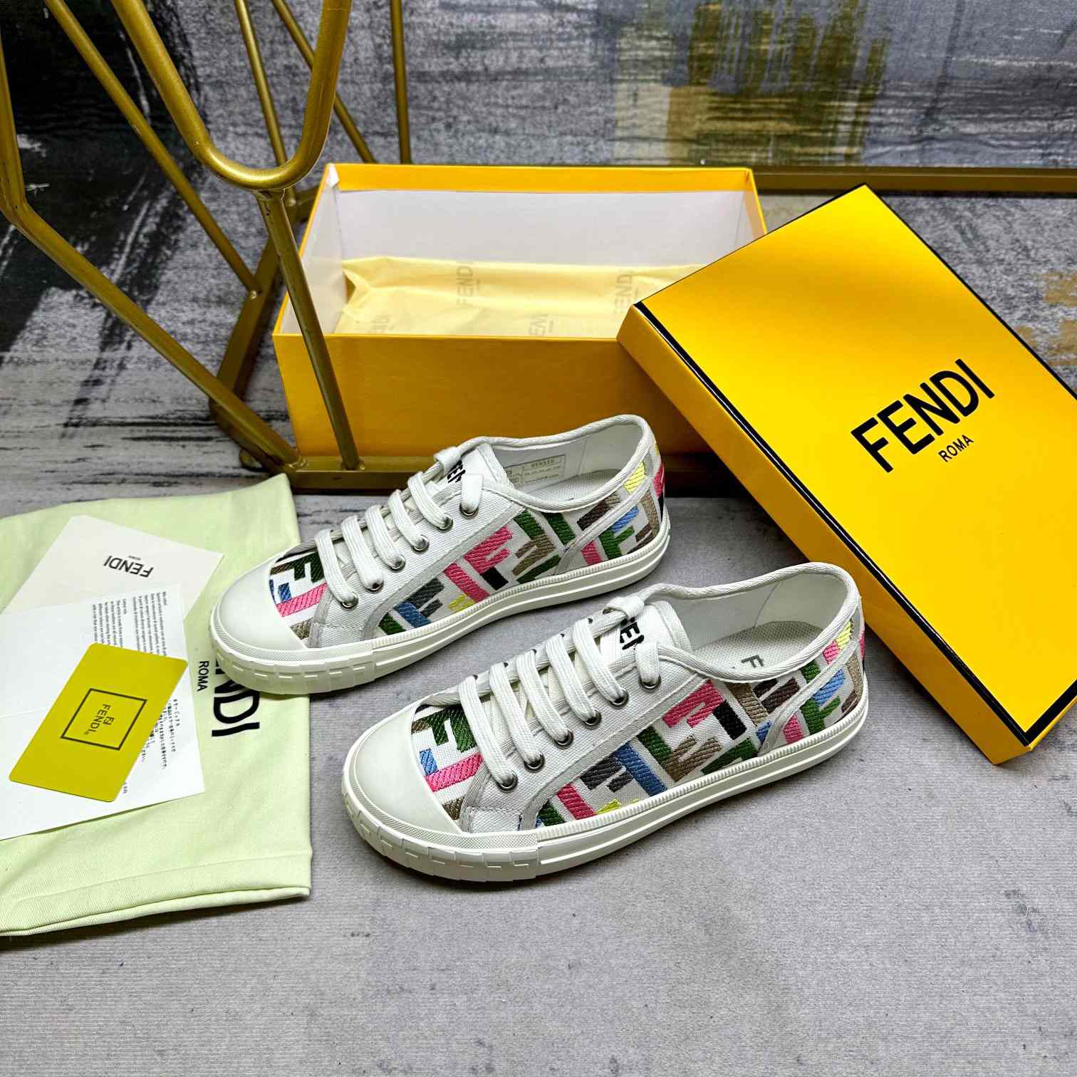 Fendi Domino Canvas Sneakers - DesignerGu